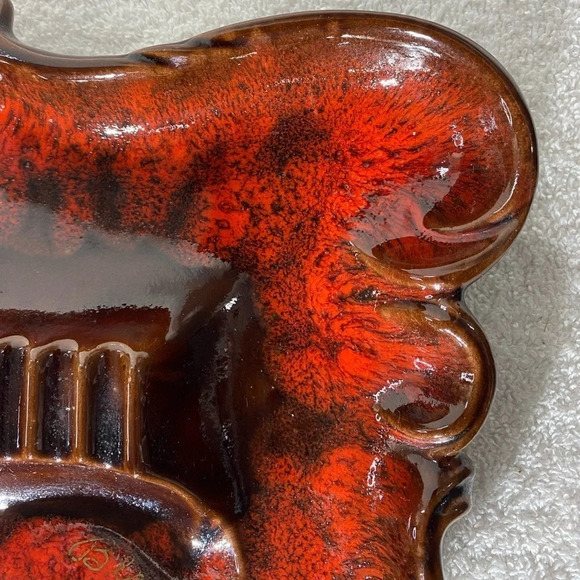Vintage MCM K13 Canada McMaster Orange Brown Glaze Ceramic  Ashtray Trinket Dish - Picture 5 of 12
